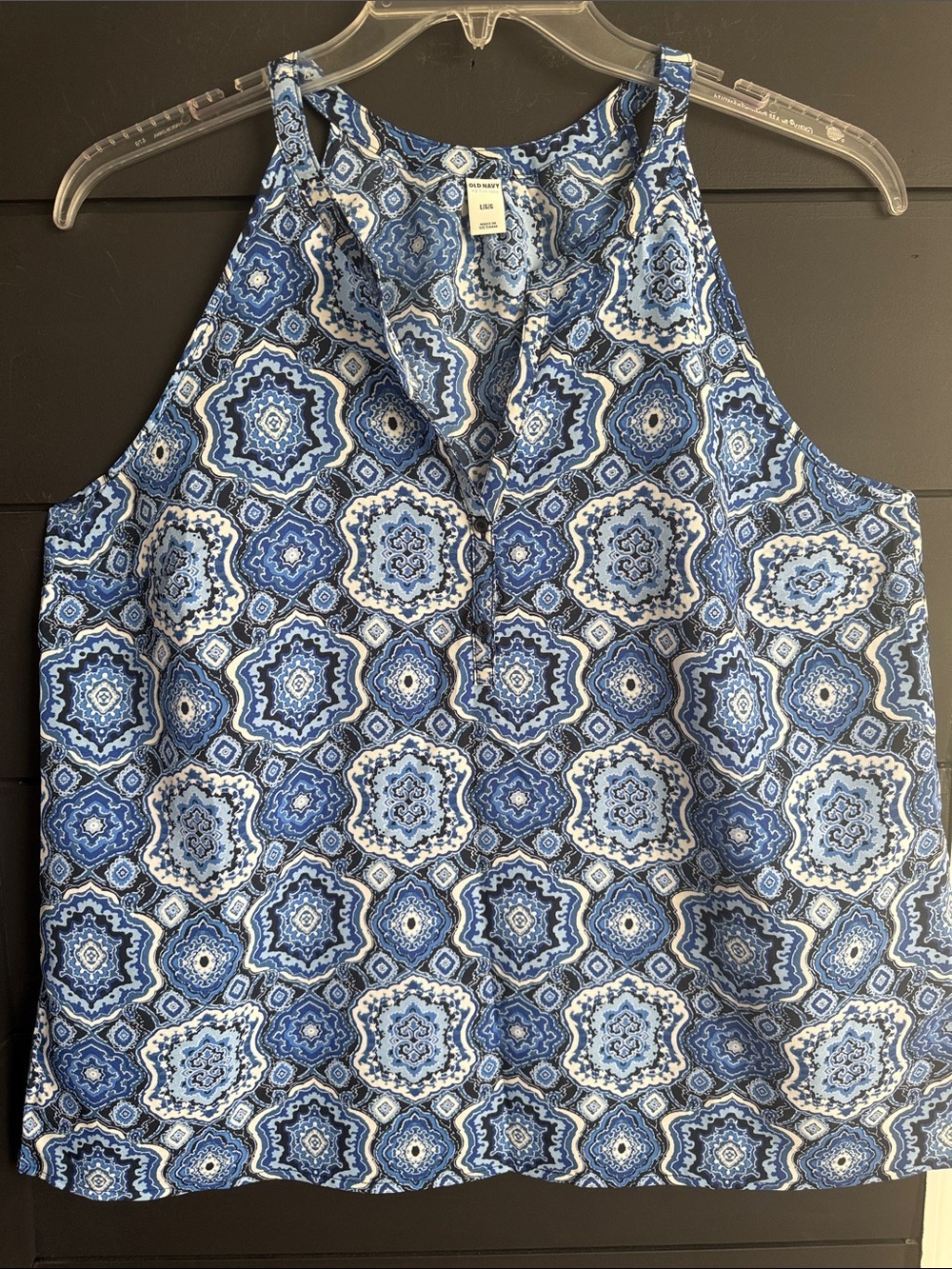 Old Navy Sleeveless Camisole Blouse Blue/White L